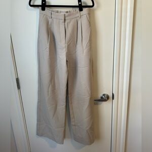 Abercrombie Beige Sloane Tailored Wide-Leg Pant